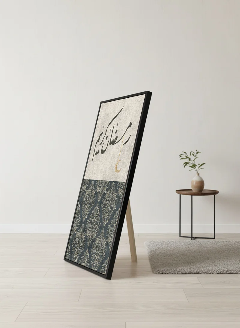 LOWHA Canvas Wall Art on Wooden Frame with Black Floating Frame and Back Stand Featuring Ramadan Kareem Design